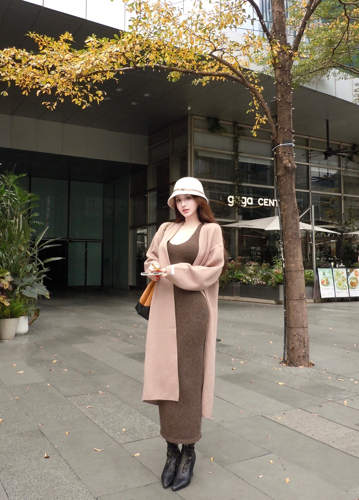 Alluring Sheath Knitted Maxi Dress Casual Hottie Fitted Halter Long Dress AP3765