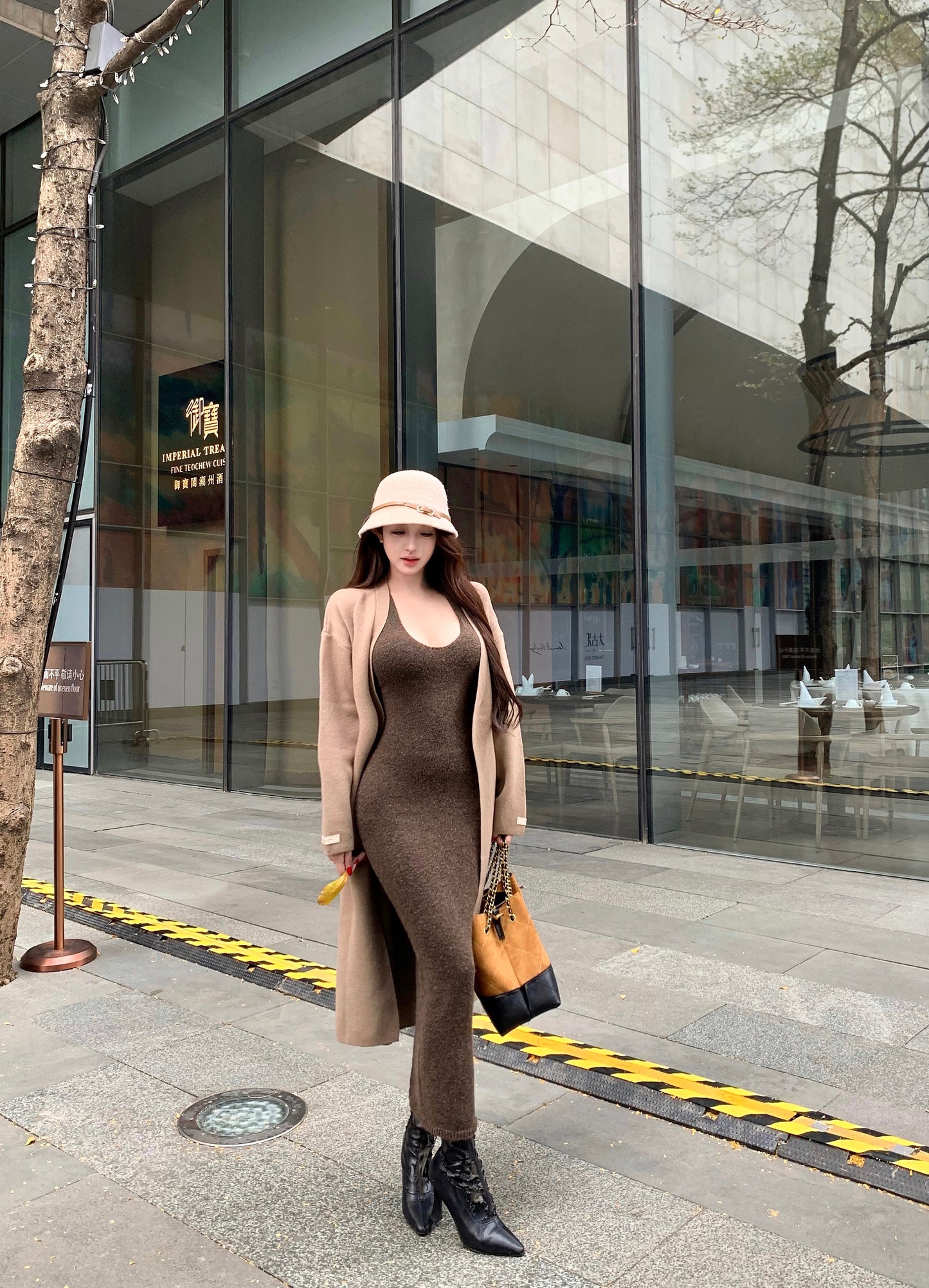 Alluring Sheath Knitted Maxi Dress Casual Hottie Fitted Halter Long Dress AP3765