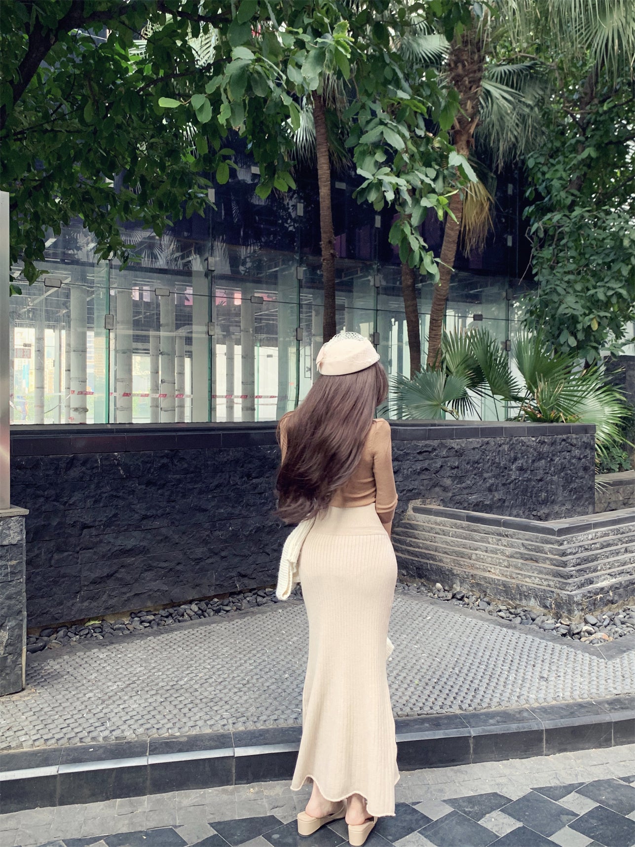 Superb Jewel Neck Long Sleeve 2-Piece Set Maxi Dress Elegant Mermaid Evening Long Dress AP3808