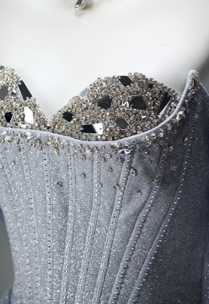 Sheen A-Line Off-Shoulder Draped Evening Dress Sequins Beads Crystals Prom Dress AP3840