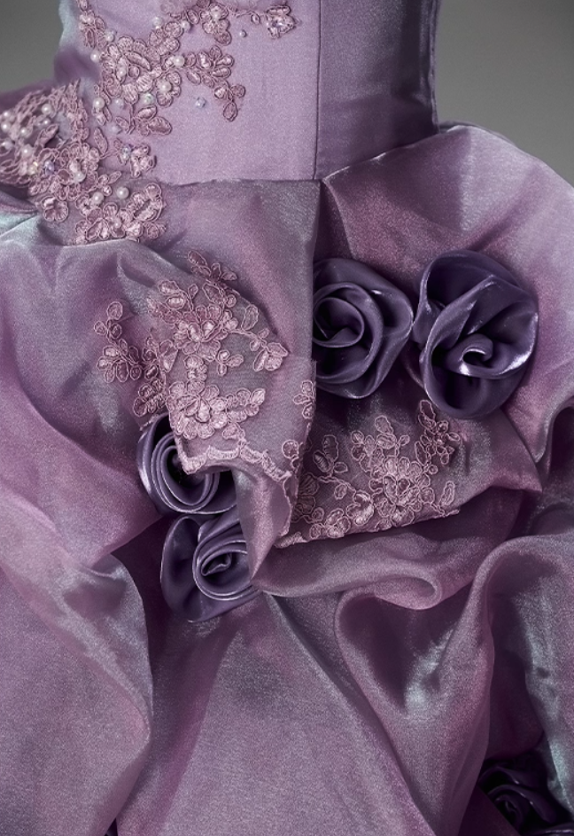 Maximalism A-Line Strapless Sweet 16th Gowns Appliques Sequins Handmade Flowers Beads Lace Tulle Prom Dress AP3841