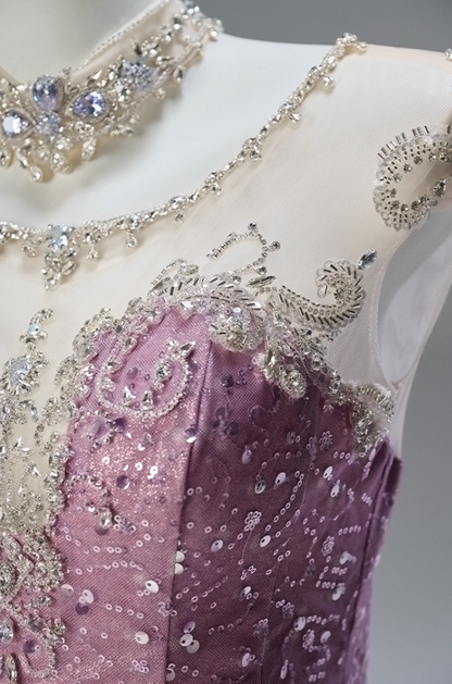 Charming A-Line Jewel Neck Short Sleeve Birthday Gowns Delicate Crystals Sequins Beading Splicing Tulle Homecoming Dress AP3842