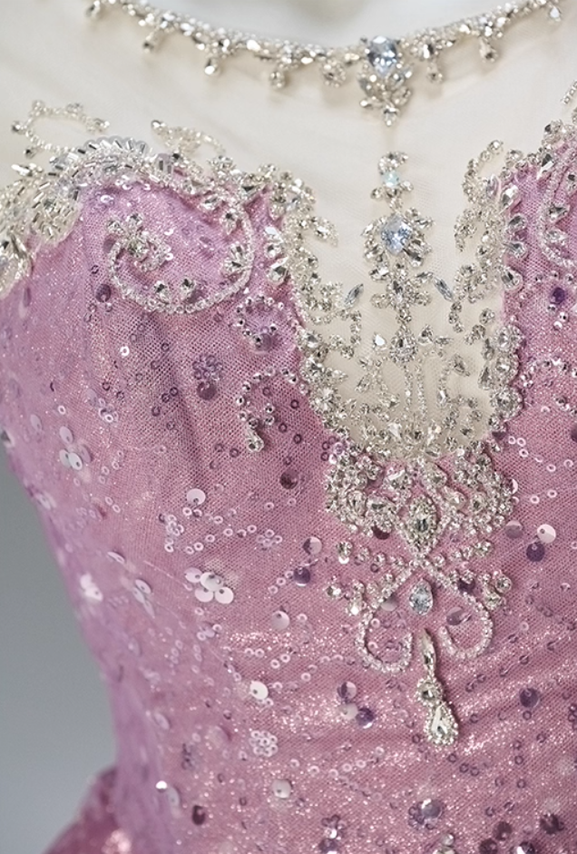 Charming A-Line Jewel Neck Short Sleeve Birthday Gowns Delicate Crystals Sequins Beading Splicing Tulle Homecoming Dress AP3842