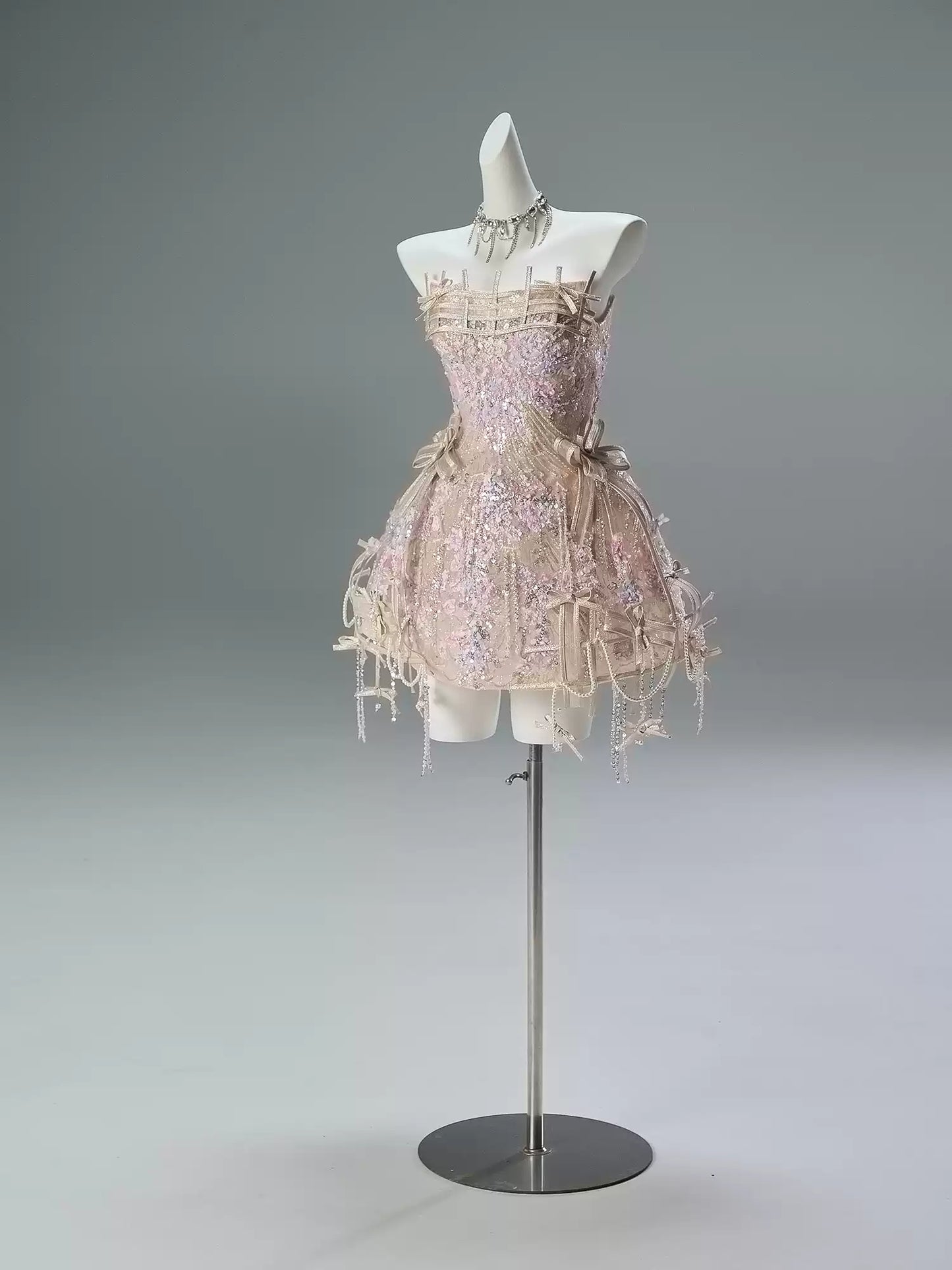 Dopamine Style Strapless A-Line Birthday Dress 3D Petals Sequins Bow Beading Homecoming Dress AP3843