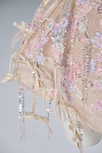 Dopamine Style Strapless A-Line Birthday Dress 3D Petals Sequins Bow Beading Homecoming Dress AP3843