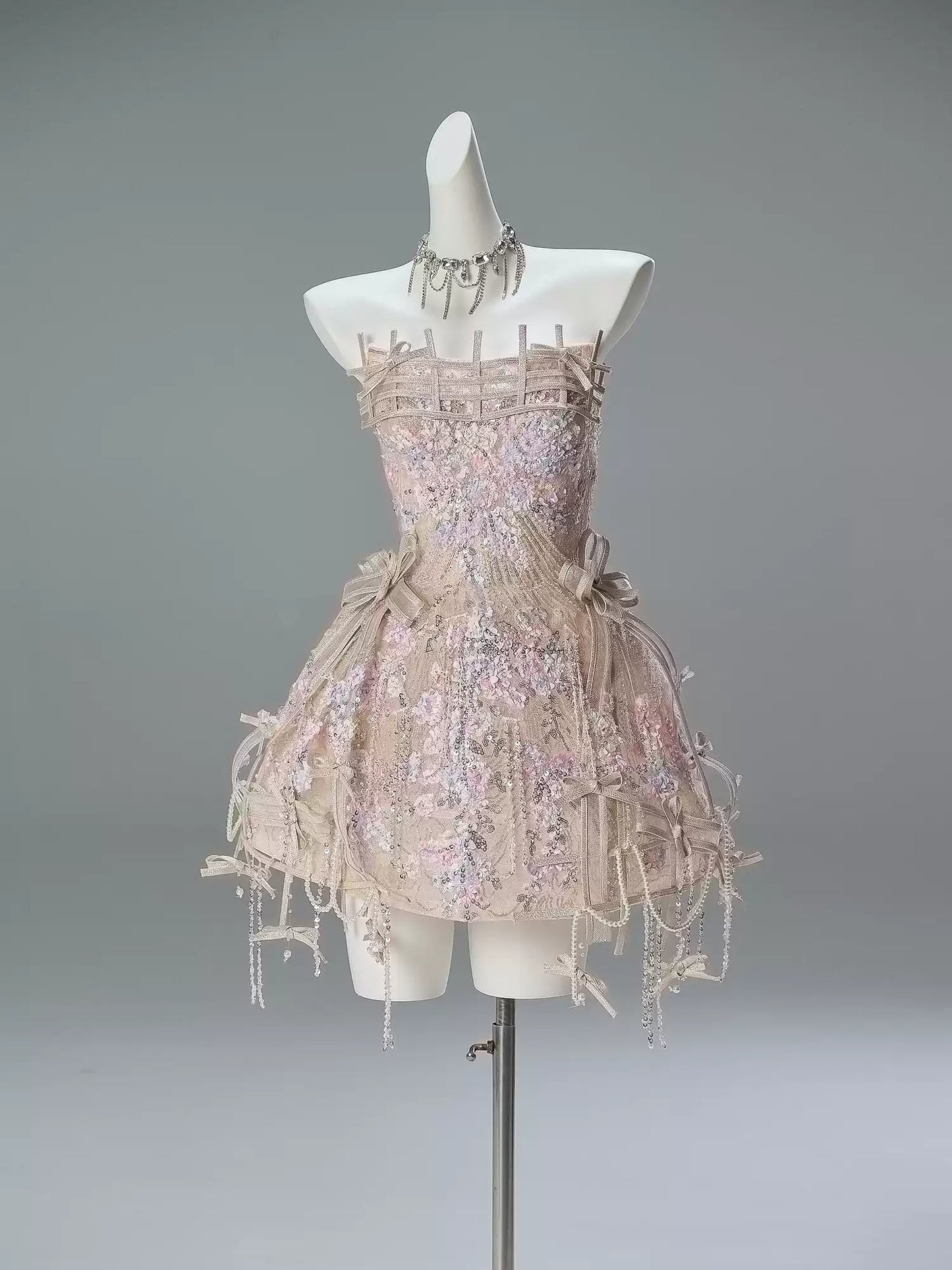 Dopamine Style Strapless A-Line Birthday Dress 3D Petals Sequins Bow Beading Homecoming Dress AP3843