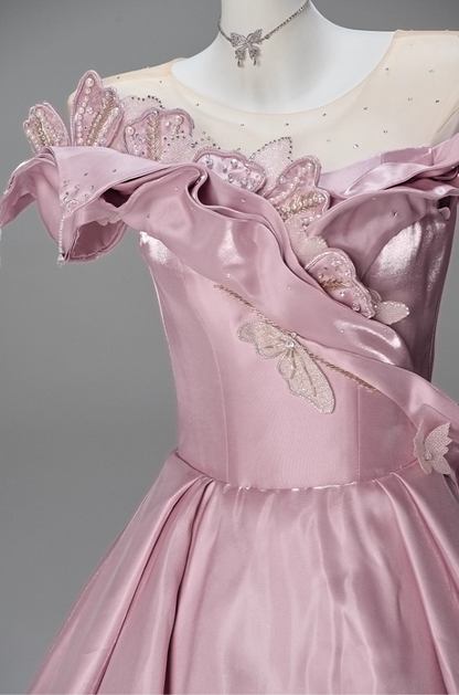 Bling A-Line Illusion Neck Sweet 16 Evening Gowns Beading Sequins Pearls Appliques Prom Dress AP3847