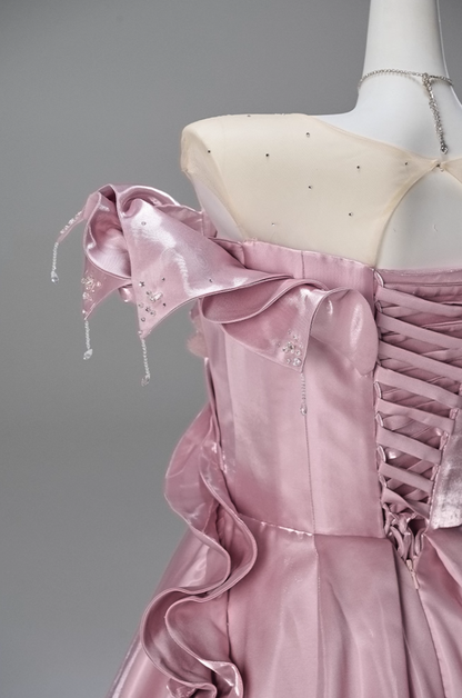 Bling A-Line Illusion Neck Sweet 16 Evening Gowns Beading Sequins Pearls Appliques Prom Dress AP3847