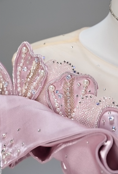 Bling A-Line Illusion Neck Sweet 16 Evening Gowns Beading Sequins Pearls Appliques Prom Dress AP3847