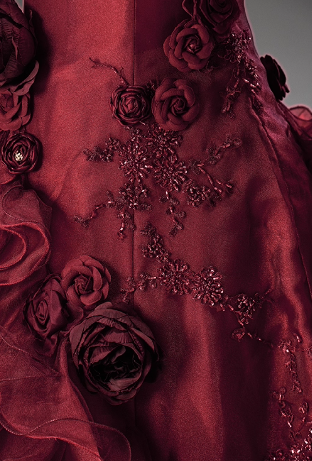 Flattering A-Line Strapless Sweet 16th Gowns Red Sequins Embroidery Handmade Flowers Beads Ruffles Tulle Prom Dress AP3849