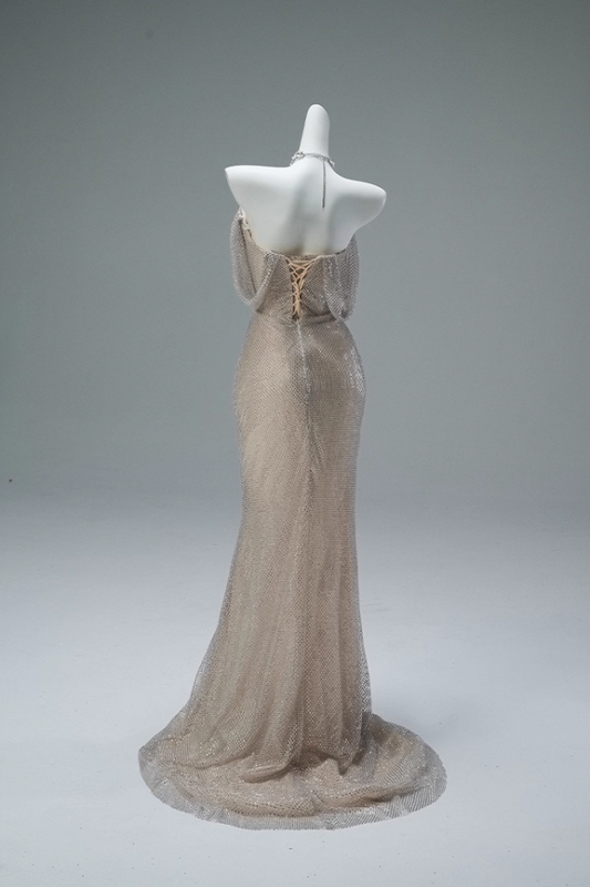 Sexy Sheath Off-Shoulder Slit Sweet 16 Evening Dress Sequins Mesh Ruched Prom Dress AP3852