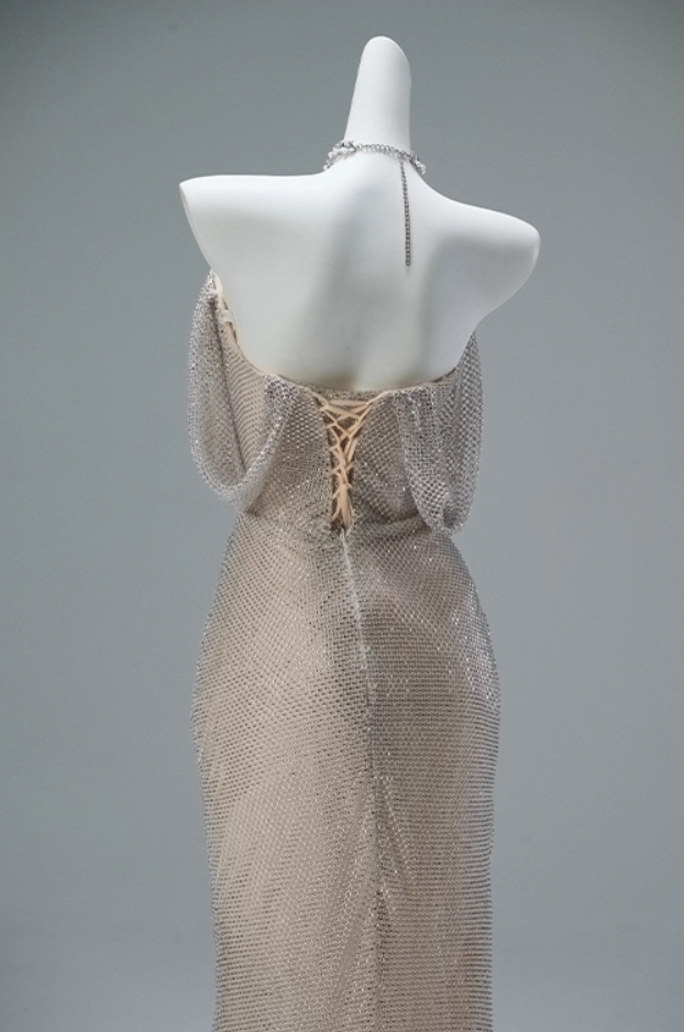 Sexy Sheath Off-Shoulder Slit Sweet 16 Evening Dress Sequins Mesh Ruched Prom Dress AP3852