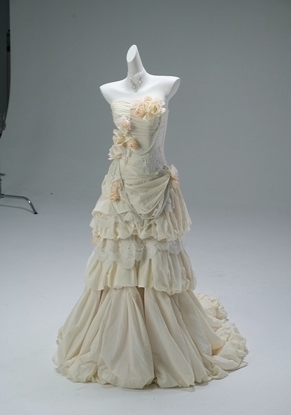 Glittering Strapless Mermaid Evening Gowns Refined Beading Handmade Flowers Lace Prom Dress AP3854