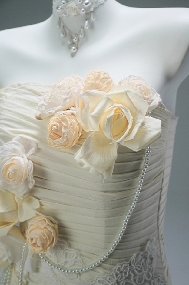 Glittering Strapless Mermaid Evening Gowns Refined Beading Handmade Flowers Lace Prom Dress AP3854