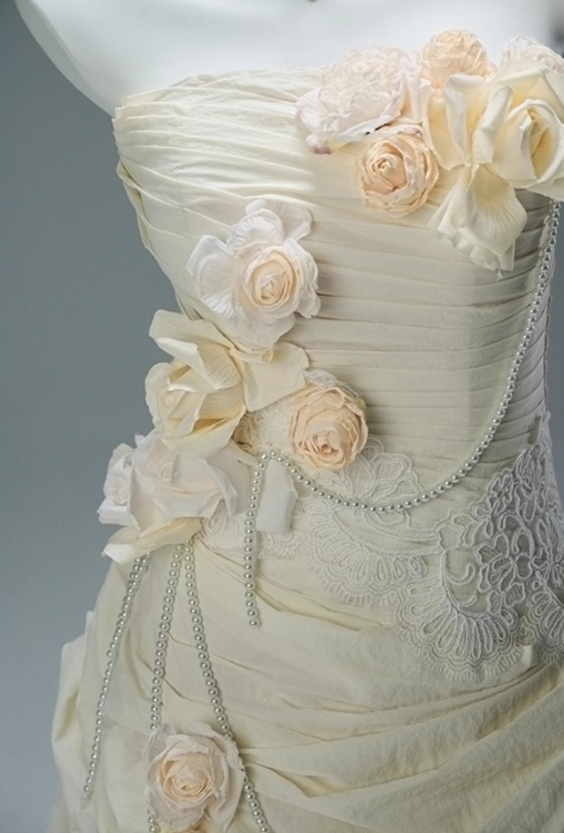 Glittering Strapless Mermaid Evening Gowns Refined Beading Handmade Flowers Lace Prom Dress AP3854