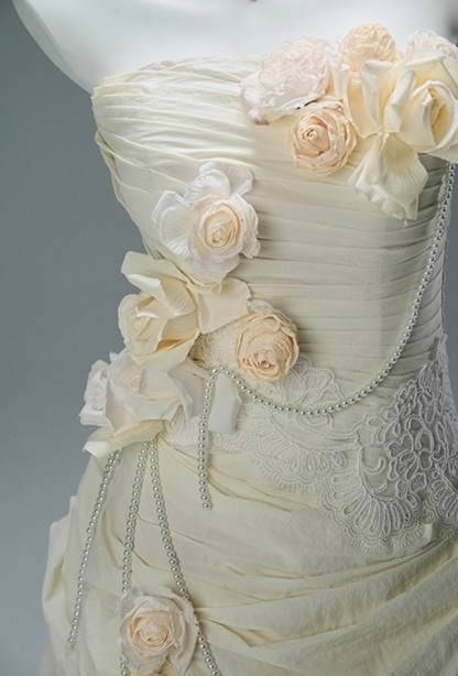 Glittering Strapless Mermaid Evening Gowns Refined Beading Handmade Flowers Lace Prom Dress AP3854