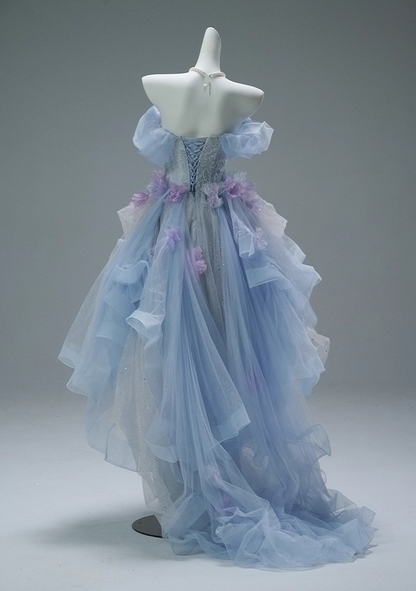 Pretty Off-Shoulder A-Line Birthday Gowns Princess Appliques Sequins Beads Handmade Flowers Homecoming Dress AP3857