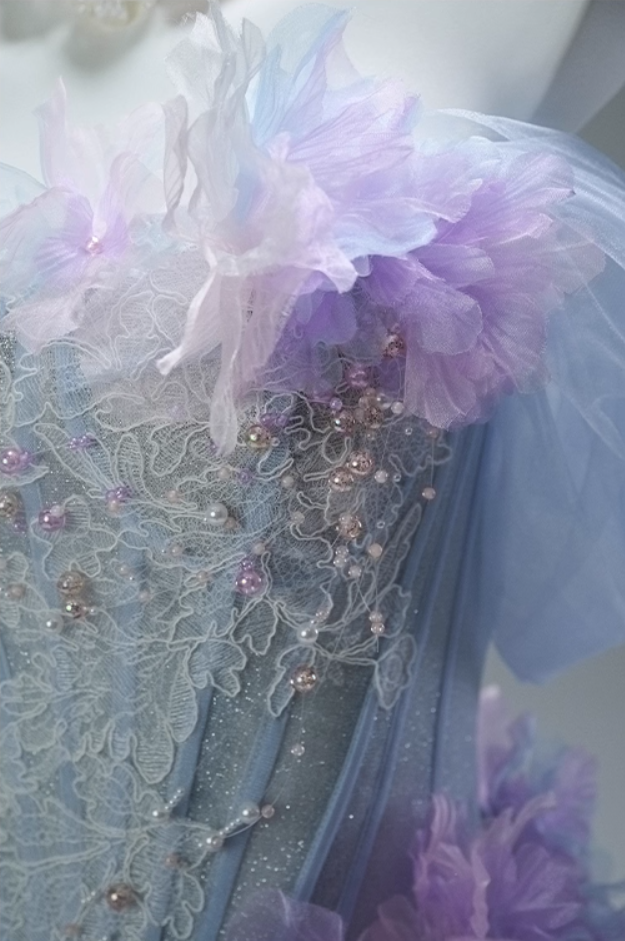 Pretty Off-Shoulder A-Line Birthday Gowns Princess Appliques Sequins Beads Handmade Flowers Homecoming Dress AP3857