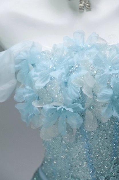 Maximalism A-Line Off-Shoulder Evening Gowns Ruffles Tulle Appliques Sequins Beads 3D Floral Prom Dress AP3858