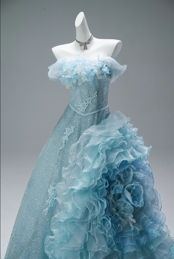 Maximalism A-Line Off-Shoulder Evening Gowns Ruffles Tulle Appliques Sequins Beads 3D Floral Prom Dress AP3858