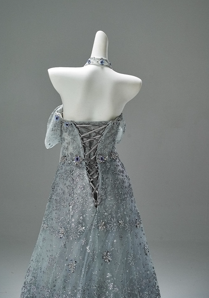 Gen Z Style A-Line Off-Shoulder Tulle Evening Gowns Fancy Beads Crystals Sequins Prom Dress AP3862