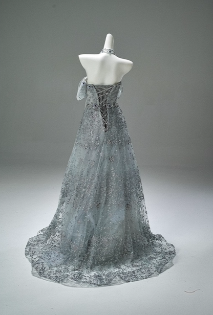 Gen Z Style A-Line Off-Shoulder Tulle Evening Gowns Fancy Beads Crystals Sequins Prom Dress AP3862