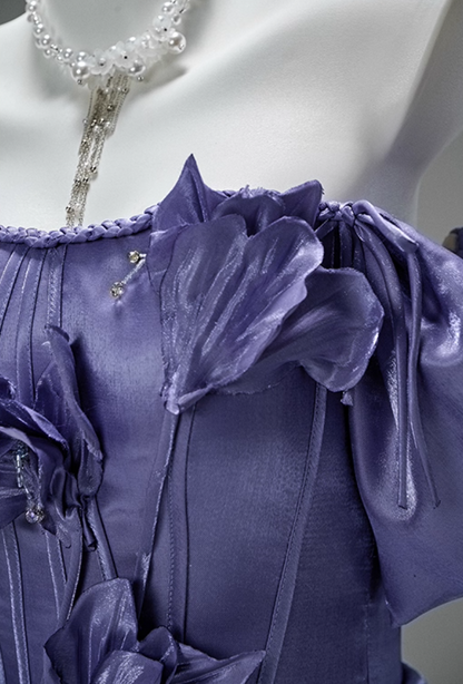 Hottie A-Line Off-Shoulder Evening Gowns Charming Handmade Flowers Beads Prom Dress AP3863