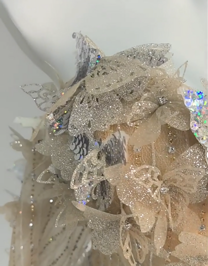 Casual A-Line Off-Shoulder Evening Gowns French-Inspired Sequins Beads Butterflies Long Sleeve Prom Dress AP3864