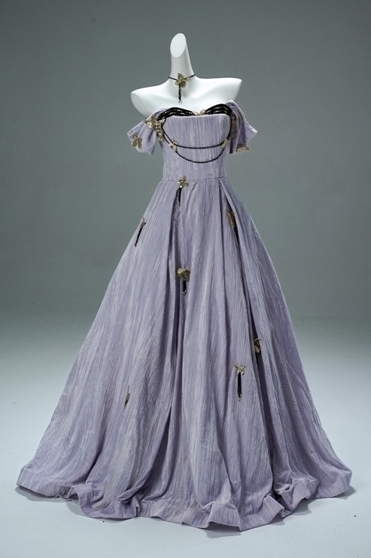 New Tendency A-Line Off-Shoulder Evening Gowns Pretty Sequins Beading Butterflies Prom Dress AP3865