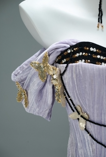 New Tendency A-Line Off-Shoulder Evening Gowns Pretty Sequins Beading Butterflies Prom Dress AP3865