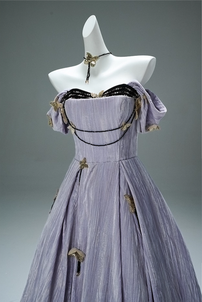 New Tendency A-Line Off-Shoulder Evening Gowns Pretty Sequins Beading Butterflies Prom Dress AP3865