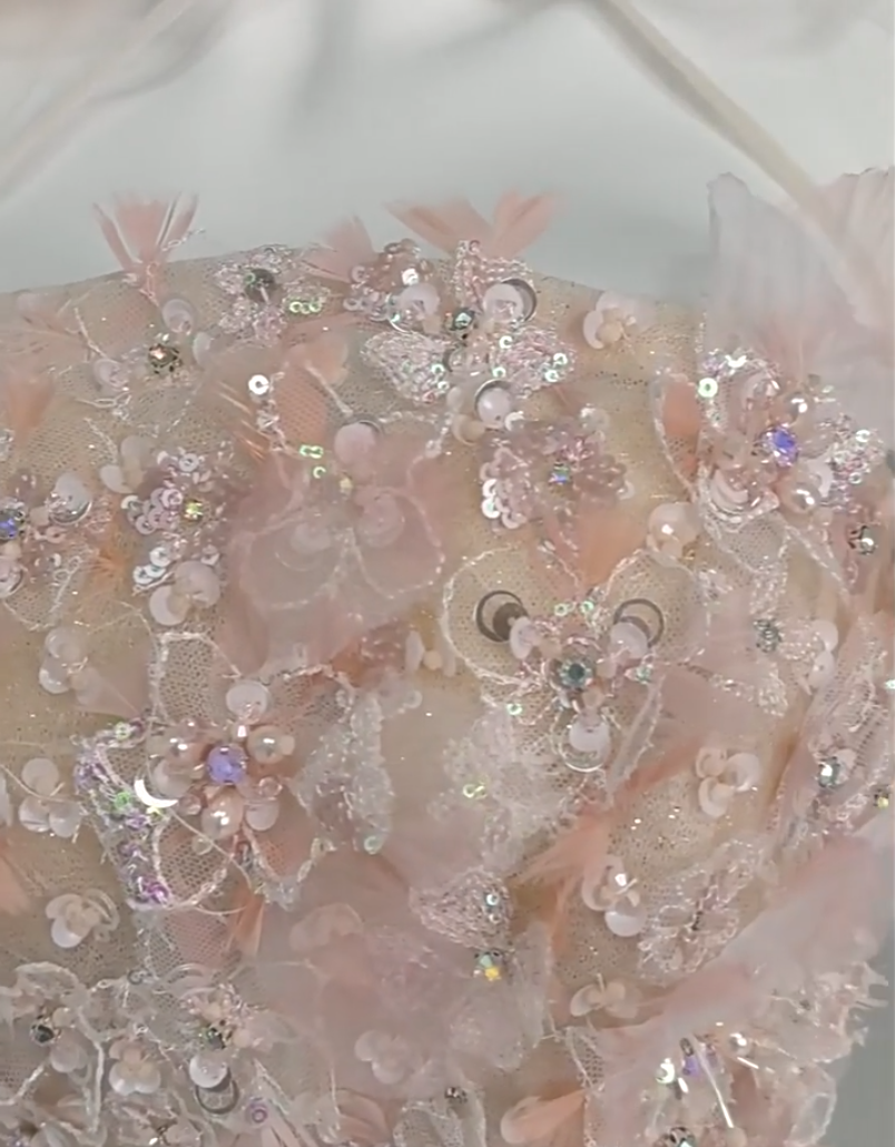 Exquisite A-Line Strapless Sweet 16th Gowns Stylish Sequins Beads Appliques Prom Dress AP3867