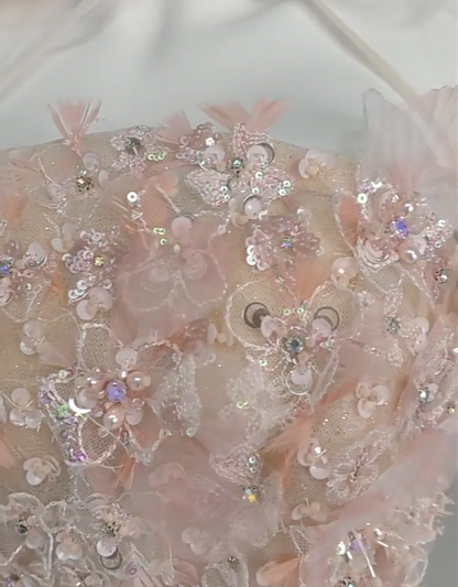 Exquisite A-Line Strapless Sweet 16th Gowns Stylish Sequins Beads Appliques Prom Dress AP3867