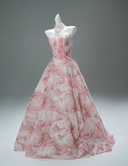 Refined A-Line Strapless Pleated Sweet 16th Gowns Lovely Sequins Beads Prom Dress AP3869