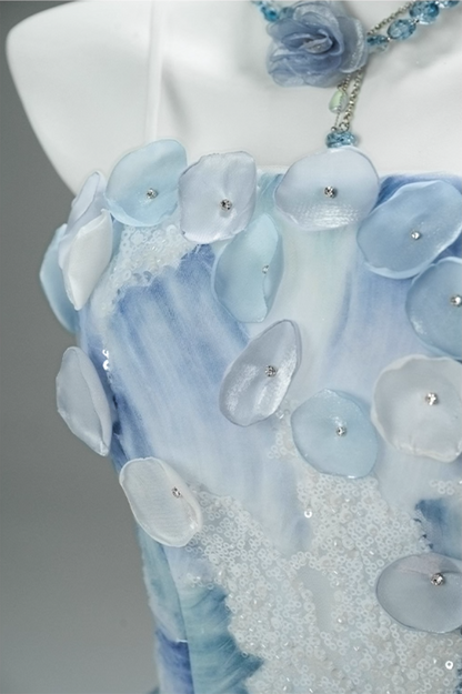 Beautiful A-Line Strapless Sweet 16th Gowns Ethereal Sequins Appliques Beads Prom Dress AP3870