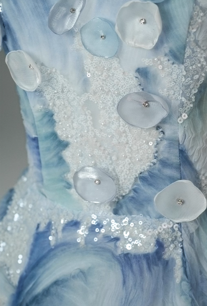 Beautiful A-Line Strapless Sweet 16th Gowns Ethereal Sequins Appliques Beads Prom Dress AP3870