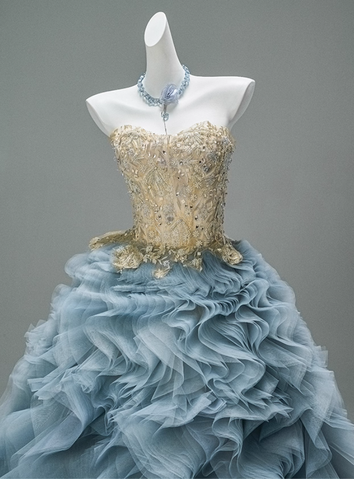 Enchanting A-Line Strapless Sweet 16th Gowns Fantastic Sequins Ruffles Tulle Rhinestones Prom Dress AP3871