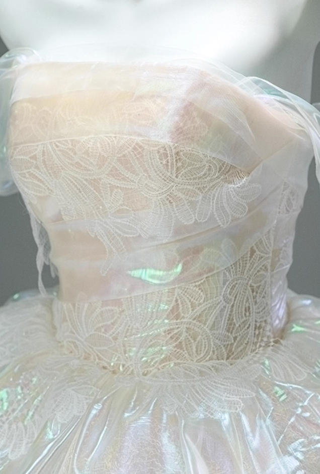 Appealing A-Line Off-Shoulder Tiered Evening Gowns Lustrous Appliques Prom Dress AP3875