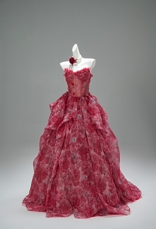 Splendid A-Line Strapless Pleated Sweet 16th Gowns Cute Appliques Beads Ruffles Tulle Floral Prom Dress AP3877