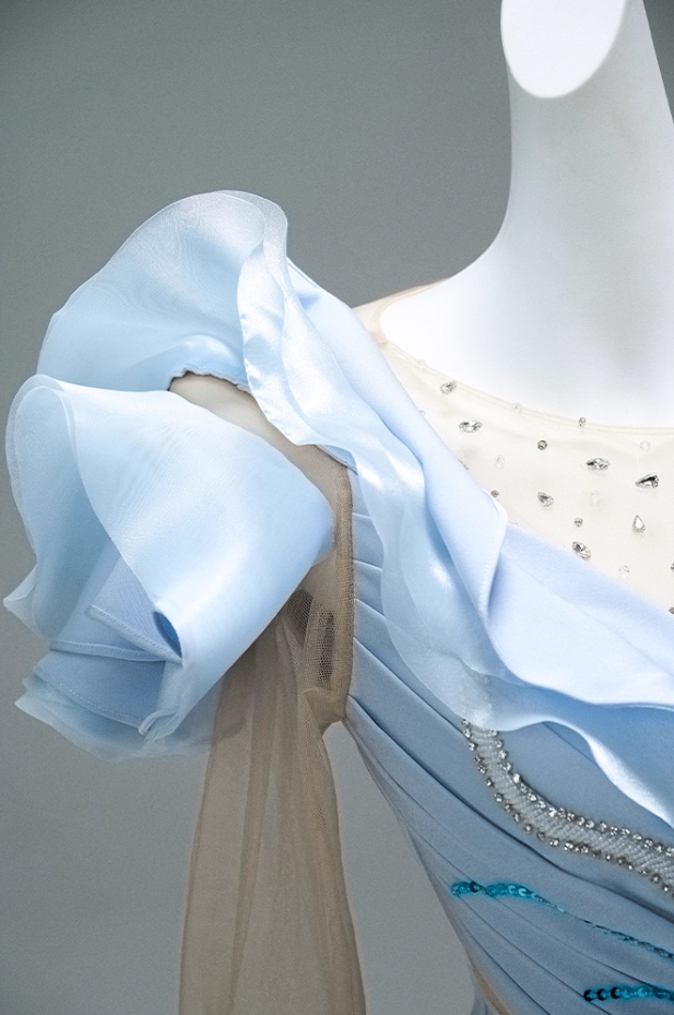 Fabulous Illusion Neck Sheath Pleated Evening Gowns Sweet Long Sleeve Sequins Crystals Ruffles Prom Dress AP3881