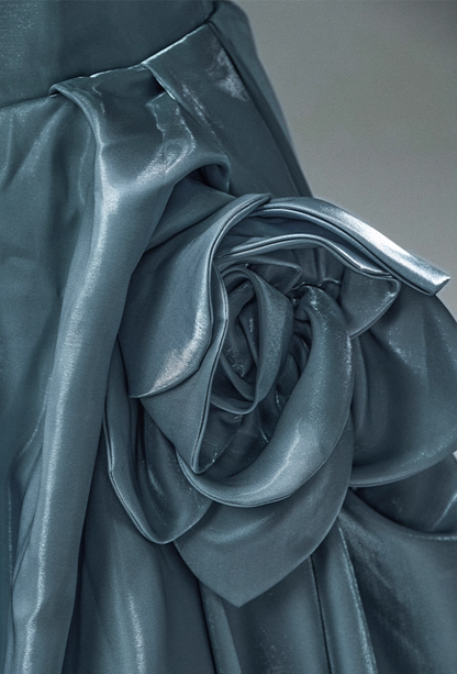 Luxurious Off-Shoulder A-Line Evening Gowns Glittering Handmade Flowers Prom Dress AP3883