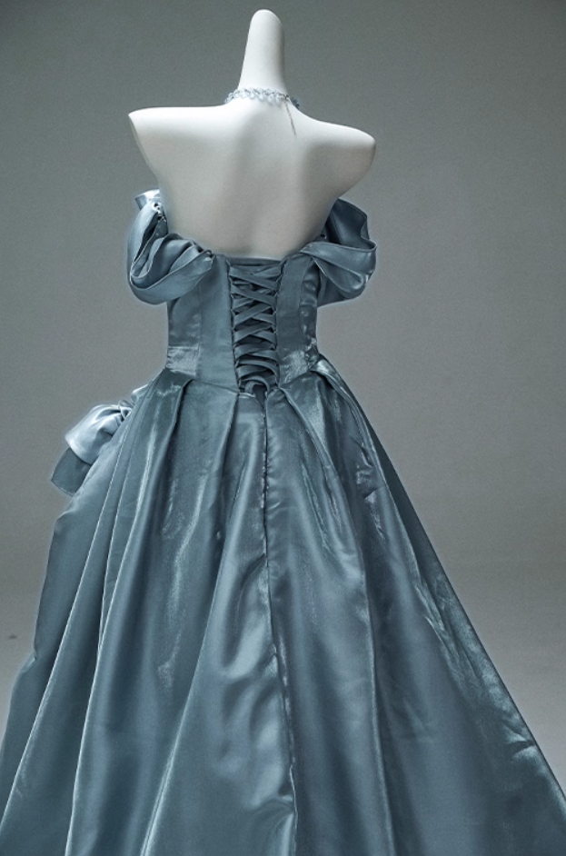 Luxurious Off-Shoulder A-Line Evening Gowns Glittering Handmade Flowers Prom Dress AP3883