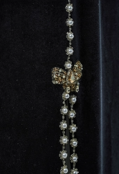 Graceful Sheath Spaghetti Strap Black Evening Dress Chic Velvet Beading Sequins Crystals Prom Dress AP3885