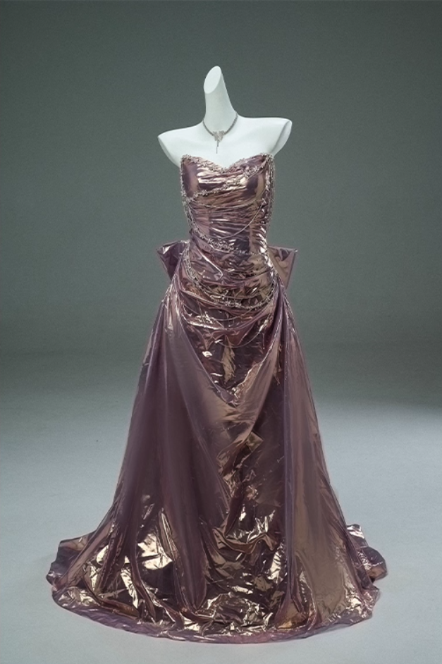 Artistic A-Line Strapless Sweet 16th Gowns Lustrous Beading Rhinestones Bow Prom Dress AP3892