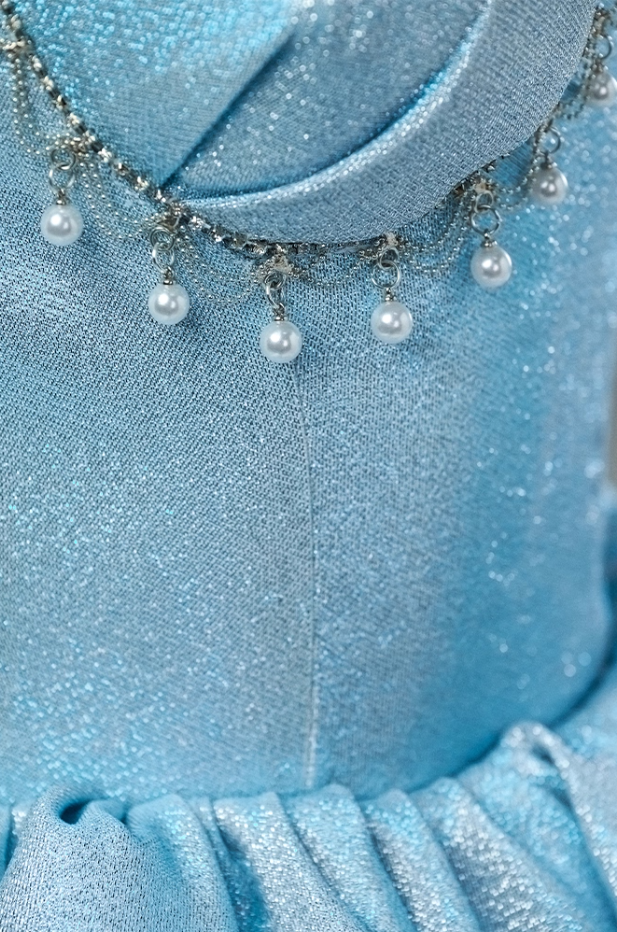 Stunning A-Line Strapless Sweet 16th Gowns Stylish Beads Tiered Prom Dress AP3900