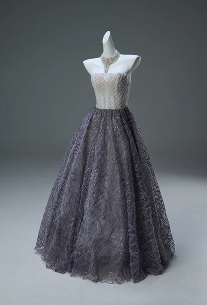 Novelty A-Line Strapless Sweet 16th Gowns Exquisite Beads Sequins Tulle Prom Dress AP3901