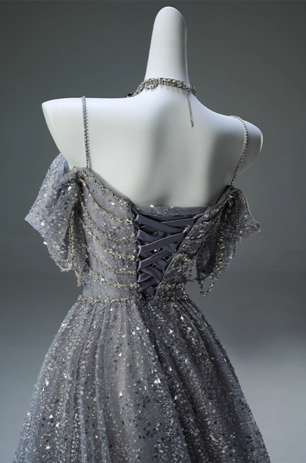 Charming Off-Shoulder A-Line Sweet 16th Gowns Exquisite Beading Crystals Sequins Tulle Prom Dress AP3905