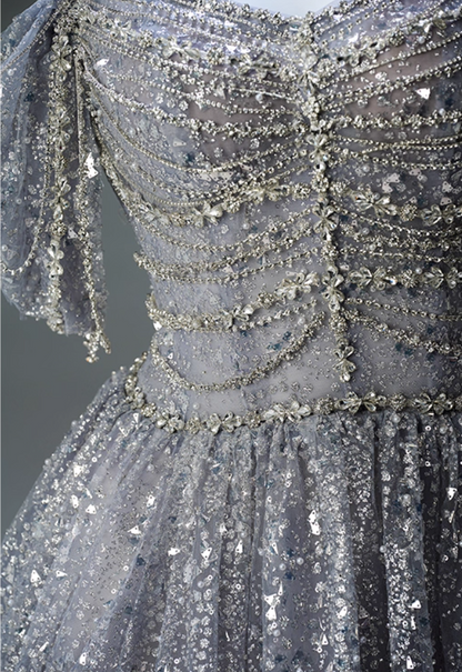 Charming Off-Shoulder A-Line Sweet 16th Gowns Exquisite Beading Crystals Sequins Tulle Prom Dress AP3905