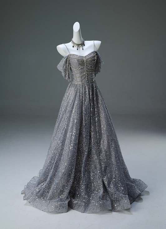 Charming Off-Shoulder A-Line Sweet 16th Gowns Exquisite Beading Crystals Sequins Tulle Prom Dress AP3905