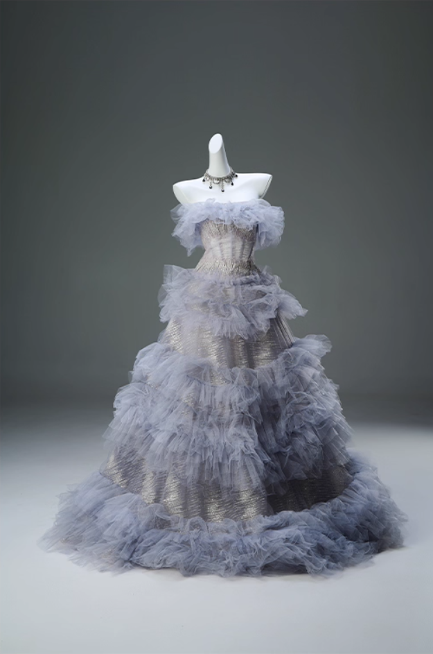 Dopamine Style A-Line Strapless Sweet 16th Dresses Dreamy Sequins Tiered Tulle Prom Dress AP3906